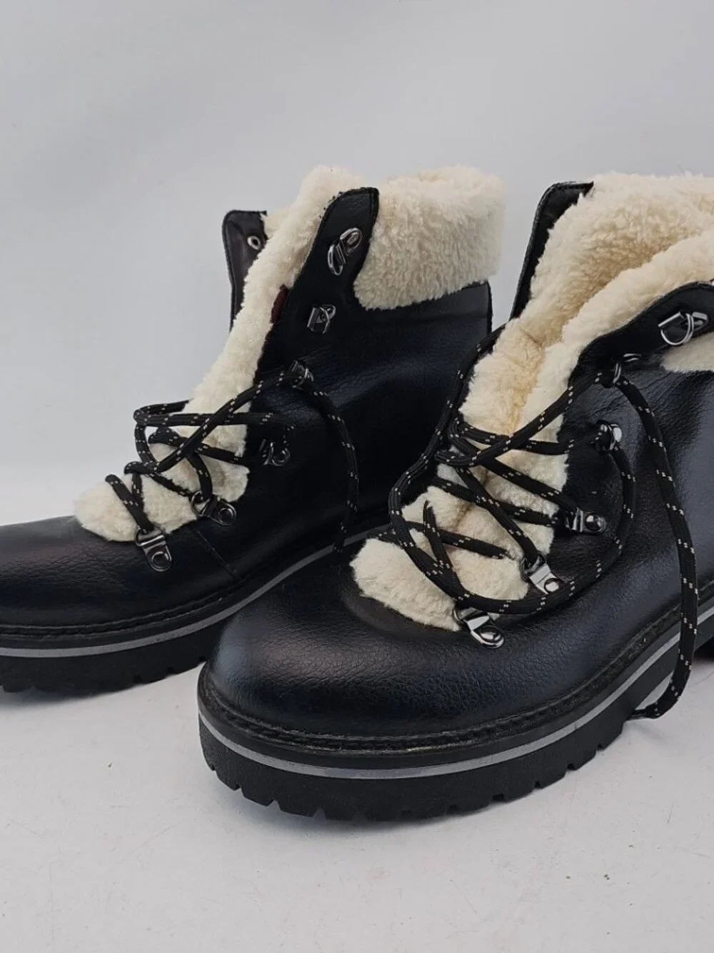 Tommy Hilfiger Mens 9.5 Winter Boots Black Faux Fur